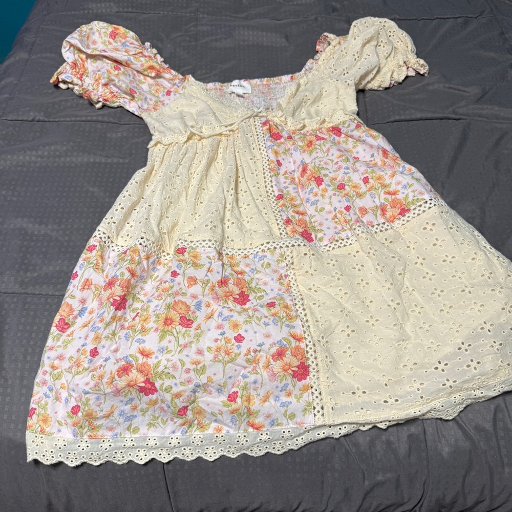 heyson patchwork mini dress size small Floral & L… - image 1